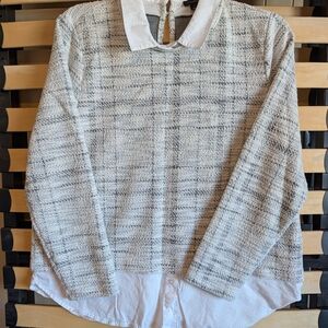Ann Taylor Black and White Plaid Sweater
